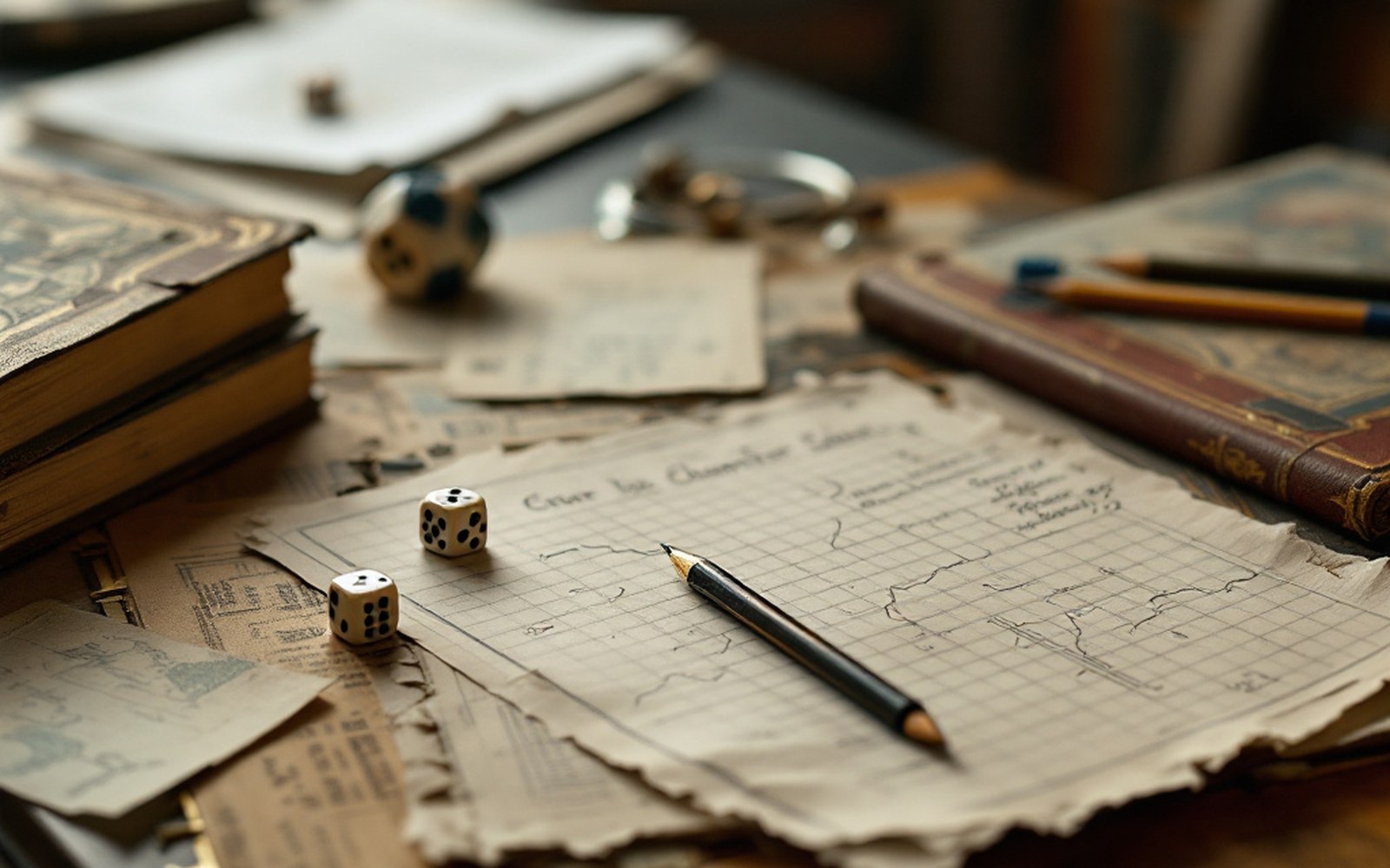 A character sheet and pencil on a table, close